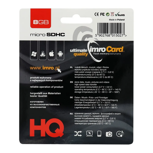 Карта памет microSDHC Imro, 8Gb, Клас 4