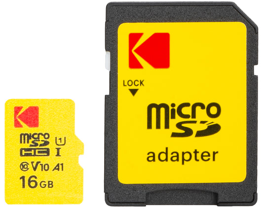 Карта памет microSDHC Kodak Premium Performance, 16Gb, Клас 10 / UHS-1 U1, с адаптер EKMSDM16GHC10J6