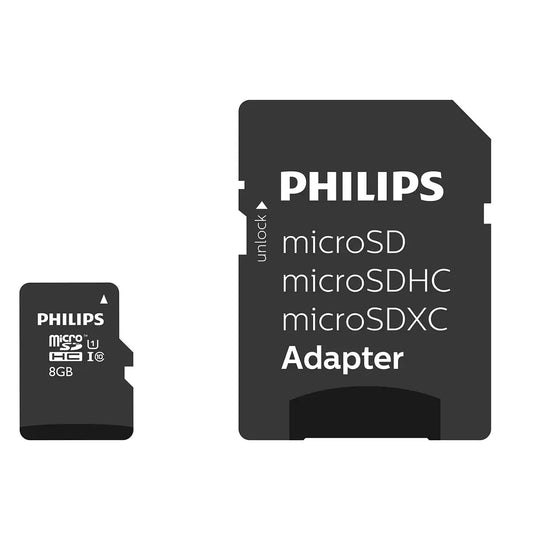 Карта памет microSDHC Philips, 8Gb, Клас 10 / UHS-1 U1, с адаптер FM08MP45B/10
