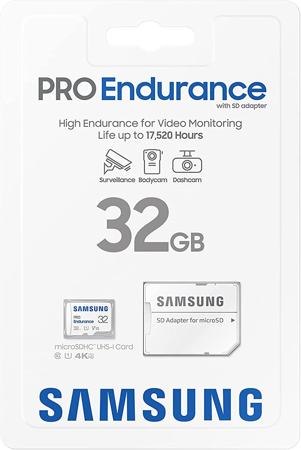Карта памет microSDHC Samsung PRO Endurance, 32Gb, Клас 10 / UHS-1 U1, С адаптер MB-MJ32KA/EU