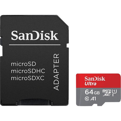 Карта памет microSDXC SanDisk Ultra Android A1, 64Gb, Клас 10 / UHS-1 U1, С адаптер SDSQUAB-064G-GN6MA