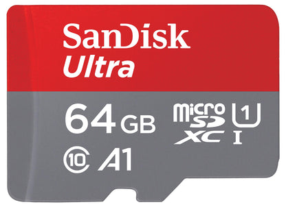 Карта памет microSDXC SanDisk Ultra Android A1, 64Gb, Клас 10 / UHS-1 U1, С адаптер SDSQUAB-064G-GN6MA