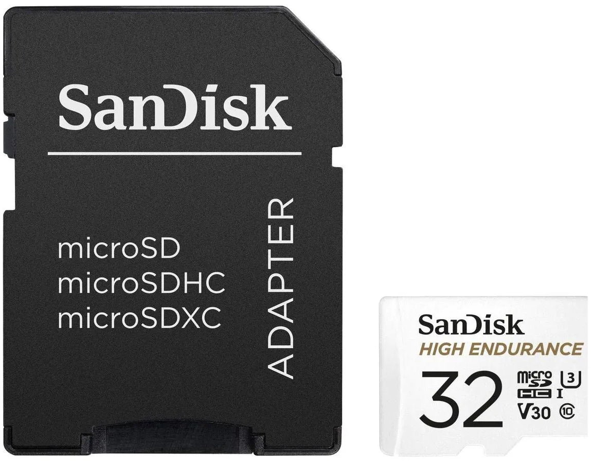 microSDHC карта памет SanDisk High Endurance, 32GB, Клас 10 / UHS-1 U3, с адаптер SDSQQNR-032G-GN6IA