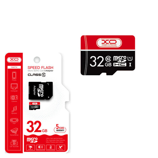 Карта памет microSDHC XO Design Speed Flash, 32Gb, Клас 10 / UHS-1 U3, с адаптер