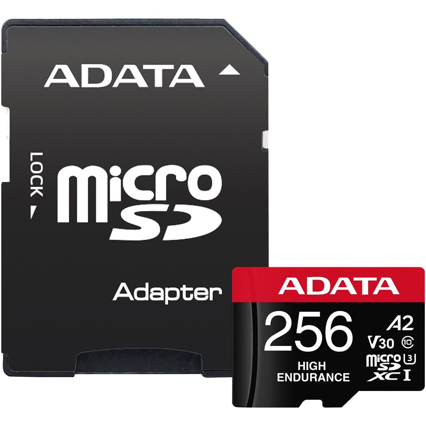 Карта памет microSDXC Adata High Endurance, 256Gb, Клас 10 / UHS-1 U3, С адаптер AUSDX256GUI3V30SHA2-RA1