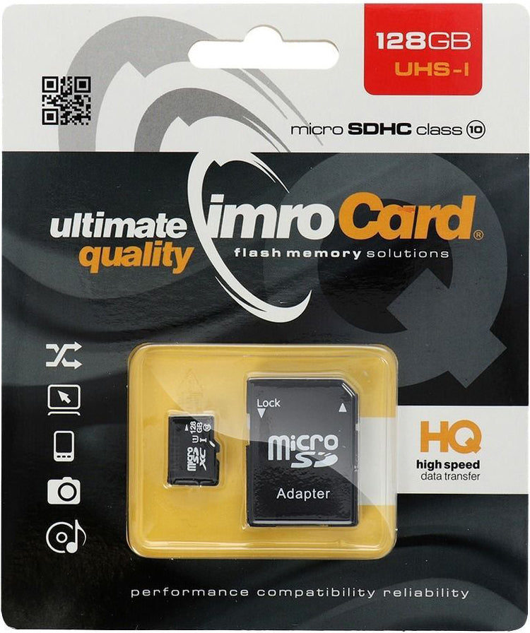 Карта памет microSDXC Imro, 128Gb, Клас 10 / UHS-1 U1, С адаптер