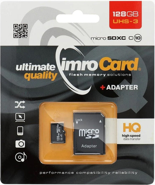 Карта памет microSDXC Imro, 128Gb, Клас 10 / UHS-1 U3, С адаптер