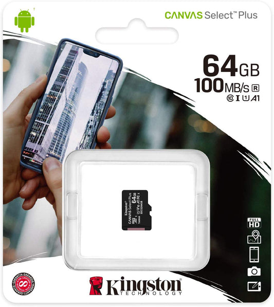 Kingston Canvas Select Plus, 64Gb, Class 10 / UHS-1 U1 SDCS2/64GBSP microSDXC карта памет