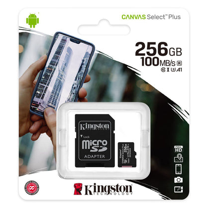 Kingston Canvas Select Plus Android A1 microSDXC карта памет Kingston Canvas Select Plus Android A1, 256Gb, Class 10 / UHS-1 U1, с адаптер SDCS2/256GB