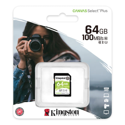 SDXC карта памет Kingston Canvas Select Plus 100R, 64Gb, Class 10 / UHS-1 U1 SDS2/64GB 