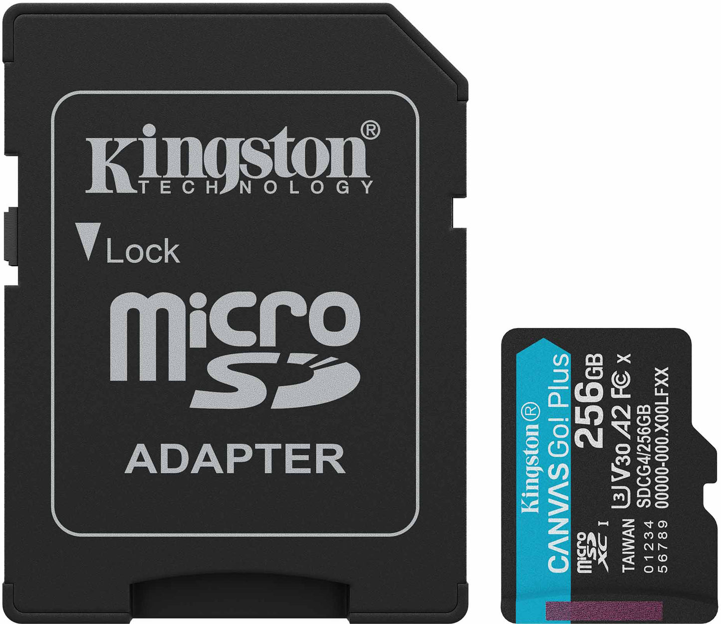 Карта памет microSDXC Kingston Canvas Go Plus Android A2, 256Gb, Клас 10 / UHS-1 U3, С адаптер SDCG4/256GB