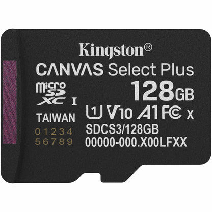 Карта памет microSDXC Kingston Canvas Select Plus Android A1, 128Gb, Клас 10 / UHS-1 U1 SDCS3/128GBSP