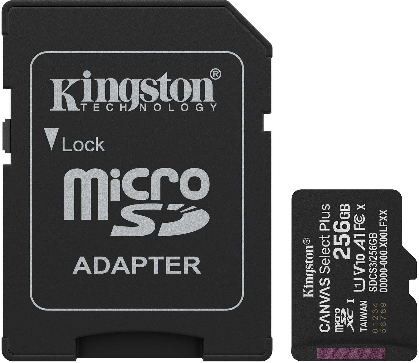 Карта памет microSDXC Kingston Canvas Select Plus Android A1, 256Gb, Клас 10 / UHS-1 U1, С адаптер SDCS3/256GB