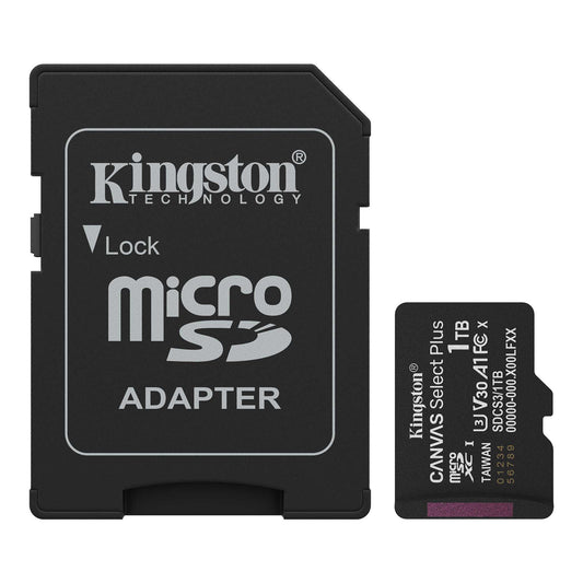 Карта памет microSDXC Kingston Canvas Select Plus Android A1, 1TB, Клас 10 / UHS-1 U3, С адаптер SDCS3/1TB
