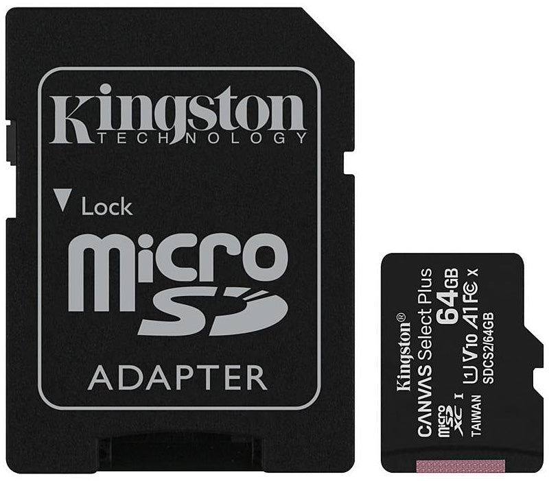 Kingston Canvas Canvas Select Plus Android A1, 64Gb, Class 10 / UHS-1 U1, microSDXC карта памет Kingston Canvas Select Plus Android A1, 64Gb, Class 10 / UHS-1 U1, с адаптер SDCS2/64GB