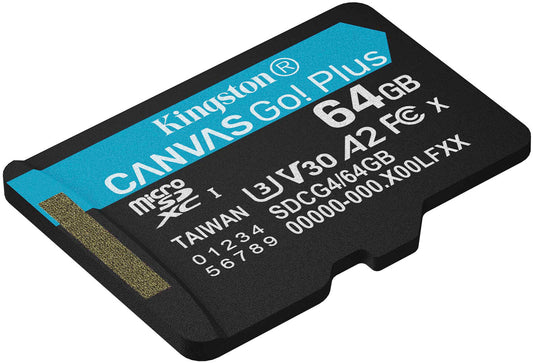 Карта памет microSDXC Kingston Canvas Go Plus Android A2, 64Gb, Клас 10 / UHS-1 U3 SDCG4/64GBSP