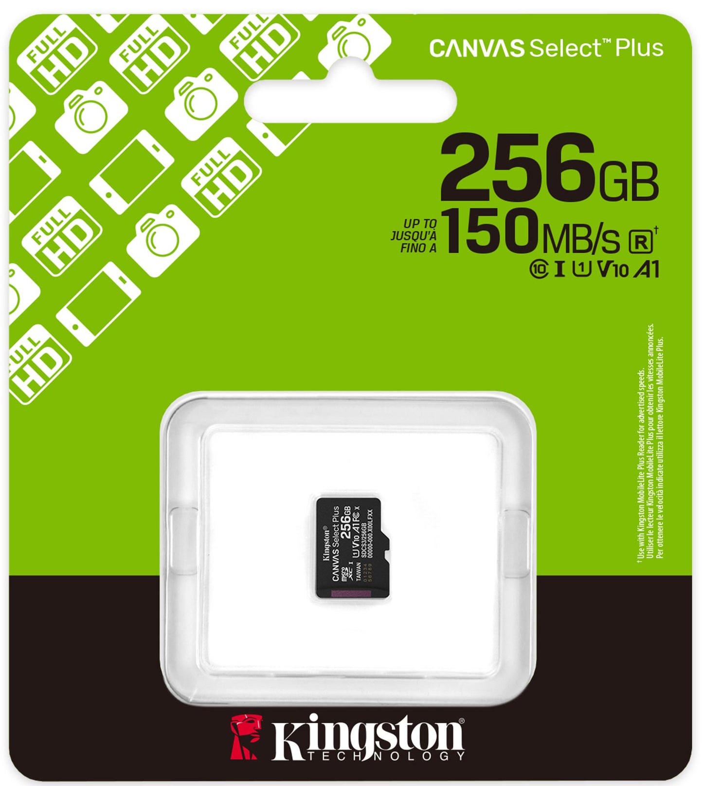 Карта памет microSDXC Kingston Canvas Select Plus Android A1, 256Gb, Клас 10 / UHS-1 U1 SDCS3/256GBSP