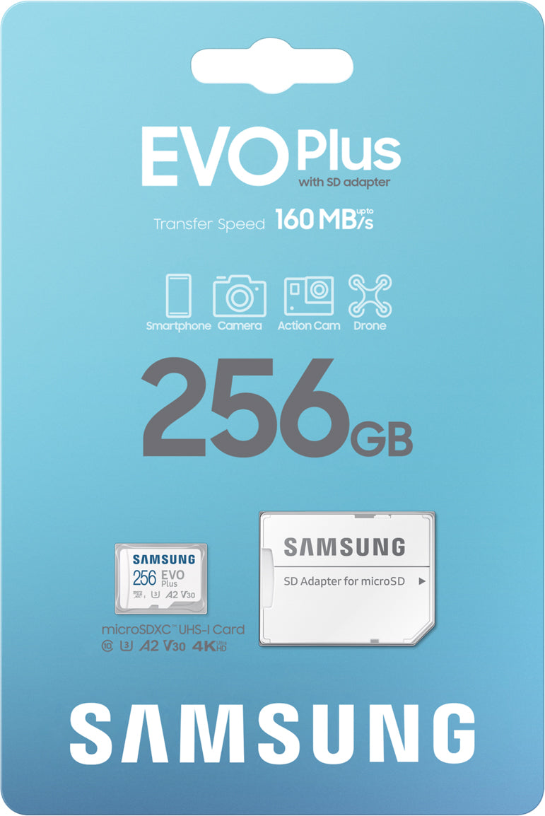 Карта памет microSDXC Samsung Evo Plus, 256Gb, Class 10 / UHS-1 U3, с адаптер MB-MC256SA/EU MB-MC256SA/EU 