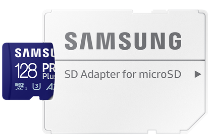Карта памет microSDXC Samsung PRO Plus, 128Gb, Клас 10 / UHS-1 U3, С адаптер MB-MD128SA/EU