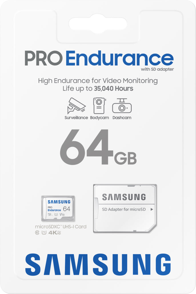 Карта памет microSDXC Samsung PRO Endurance, 64Gb, Клас 10 / UHS-1 U1, С адаптер MB-MJ64KA/EU