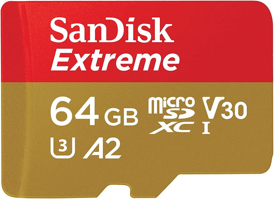 SanDisk Extreme microSDXC карта памет, 64Gb, клас 10 / UHS-1 U3 SDSQXAH-064G-GN6MN 