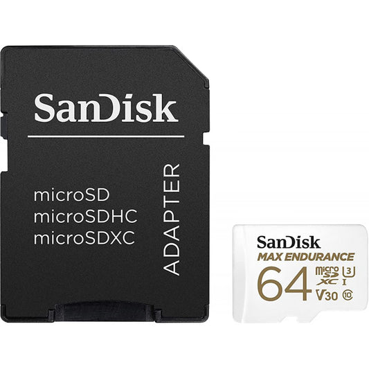 Карта памет microSDXC SanDisk MAX Endurance, 64Gb, Клас 10 / UHS-1 U3, С адаптер SDSQQVR-064G-GN6IA