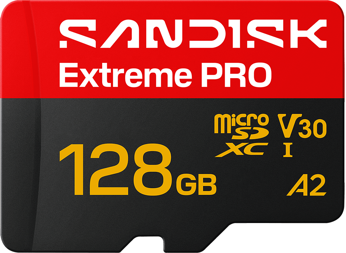 Карта памет microSDXC SanDisk Extreme Pro A2, 128Gb, Клас 10 / UHS-1 U3, с адаптер SDSQXCJ-128G-GS6MA