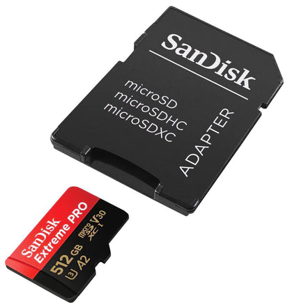 Карта памет microSDXC SanDisk Extreme Pro, 512Gb, Клас 10 / UHS-1 U3, С адаптер SDSQXCD-512G-GN6MA