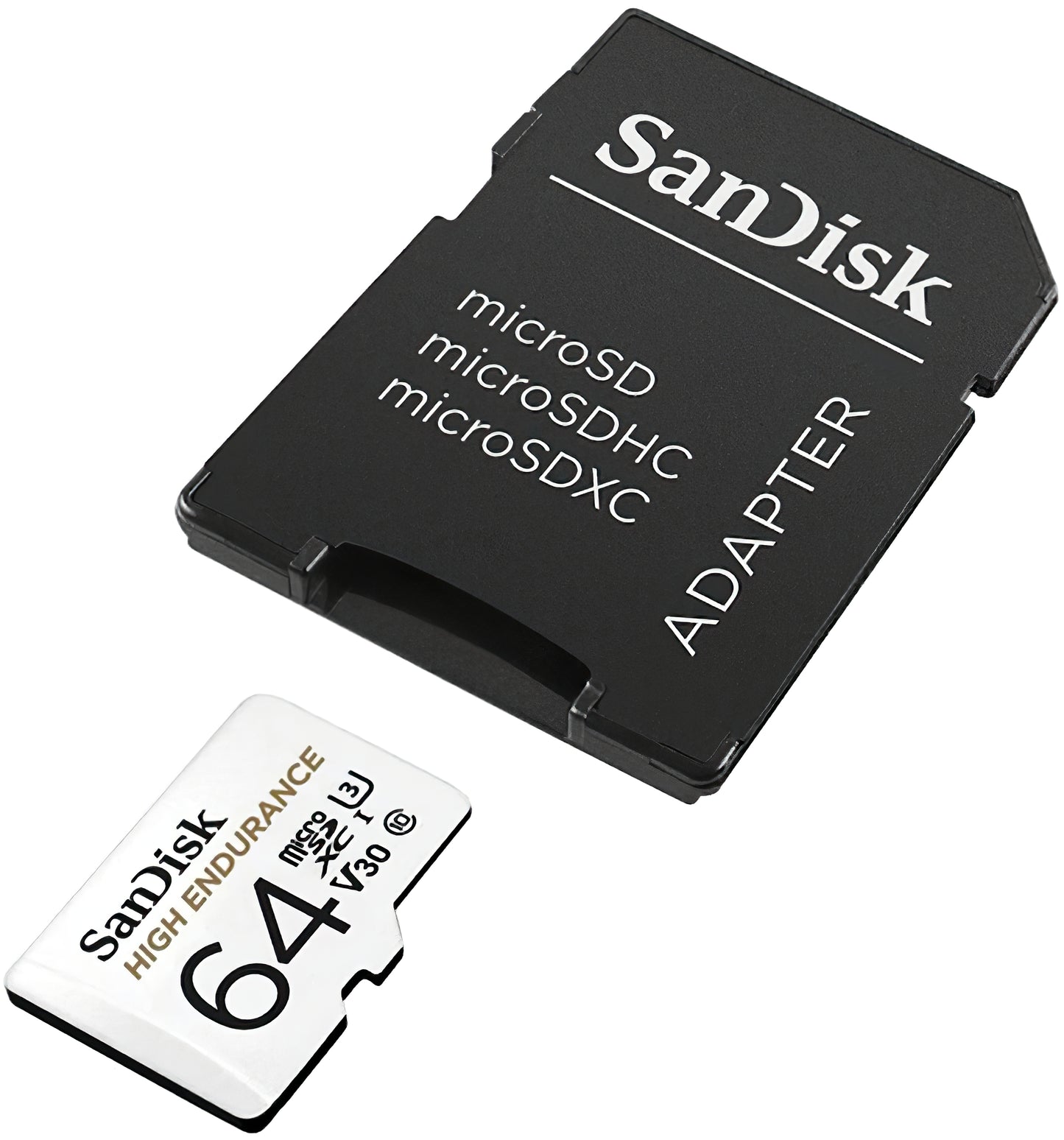 SanDisk High Endurance microSDXC Memory Card, 64Gb, Class 10 / UHS-1 U3, With Adapter SDSQQNR-064G-GN6IA