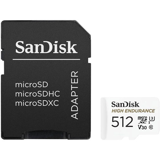 Карта памет microSDXC SanDisk High Endurance, 512Gb, Клас 10 / UHS-1 U3, С адаптер SDSQQNR-512G-GN6IA