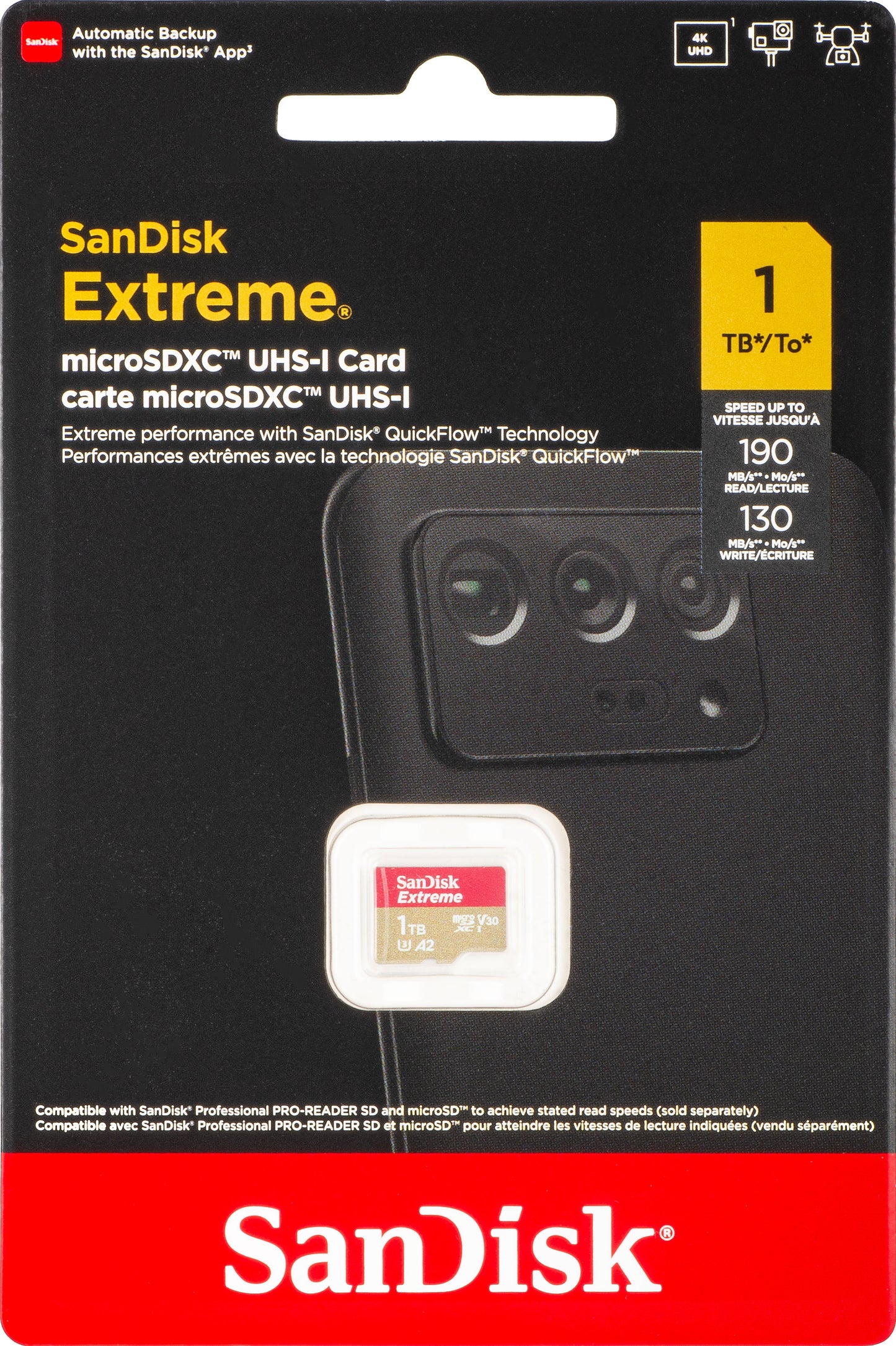 Карта памет microSDXC SanDisk Extreme, 1TB, Клас 10 / UHS-1 U3 SDSQXAV-1T00-GN6MN