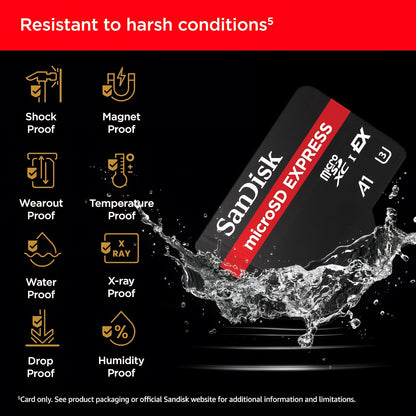 Карта памет microSDXC SanDisk Express, 128Gb, Клас 10 / UHS-1 U3 SDSQXFN-128G-GN4NN