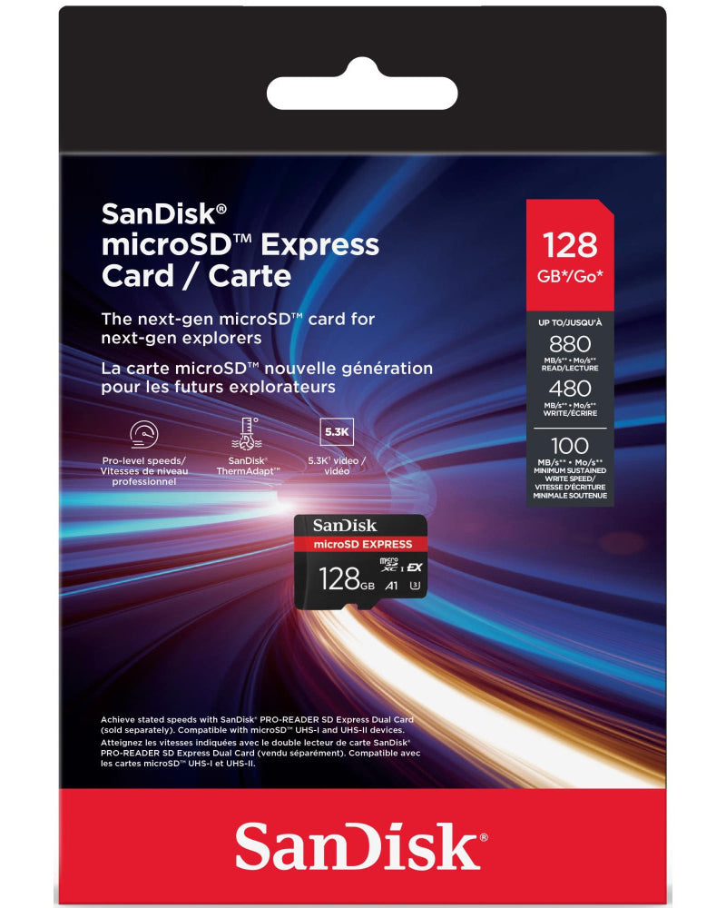 Карта памет microSDXC SanDisk Express, 128Gb, Клас 10 / UHS-1 U3 SDSQXFN-128G-GN4NN