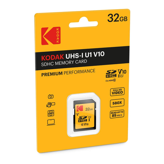 SDHC паметна карта Kodak Premium Performance, 32Gb, Клас 10 / UHS-1 U1 EKMSD32GHC10K