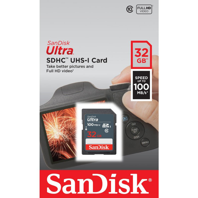 Карта памет SDHC SanDisk Ultra, 32Gb, Клас 10 SDSDUNR-032G-GN3IN