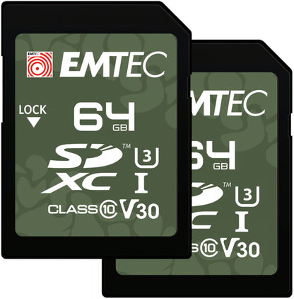SDXC памет карта Emtec Rugged Outdoor, 64Gb, Клас 10 / UHS-1 U3, Комплект 2 броя ECMSD64GXCU3ORP