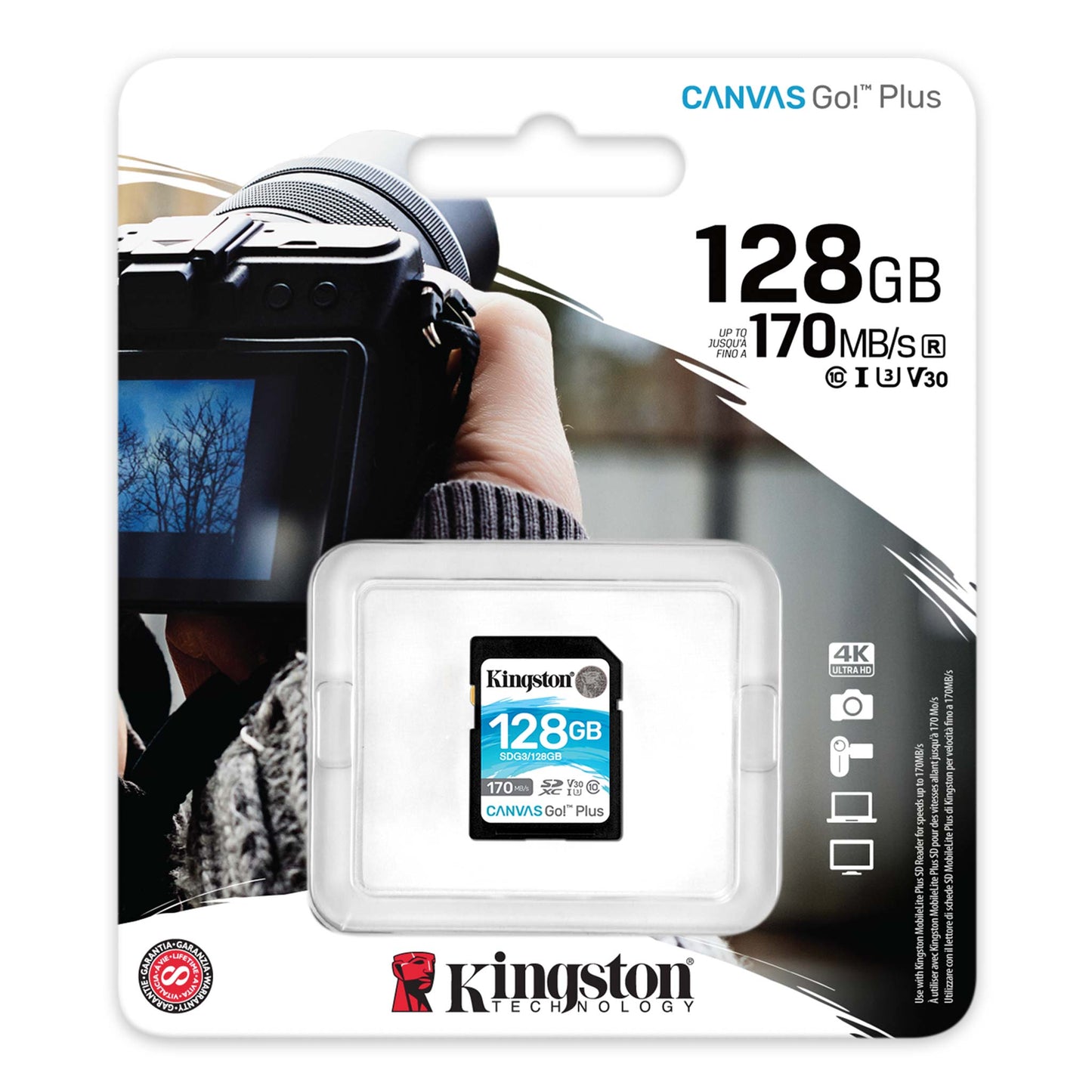 SDXC карта памет Kingston Canvas Go Plus, 128Gb, Class 10 / UHS-1 U3 SDG3/128GB