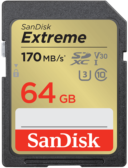 Карта памет SDXC SanDisk Extreme, 64Gb, Клас 10 / UHS-1 U3 SDSDXV2-064G-GNCIN