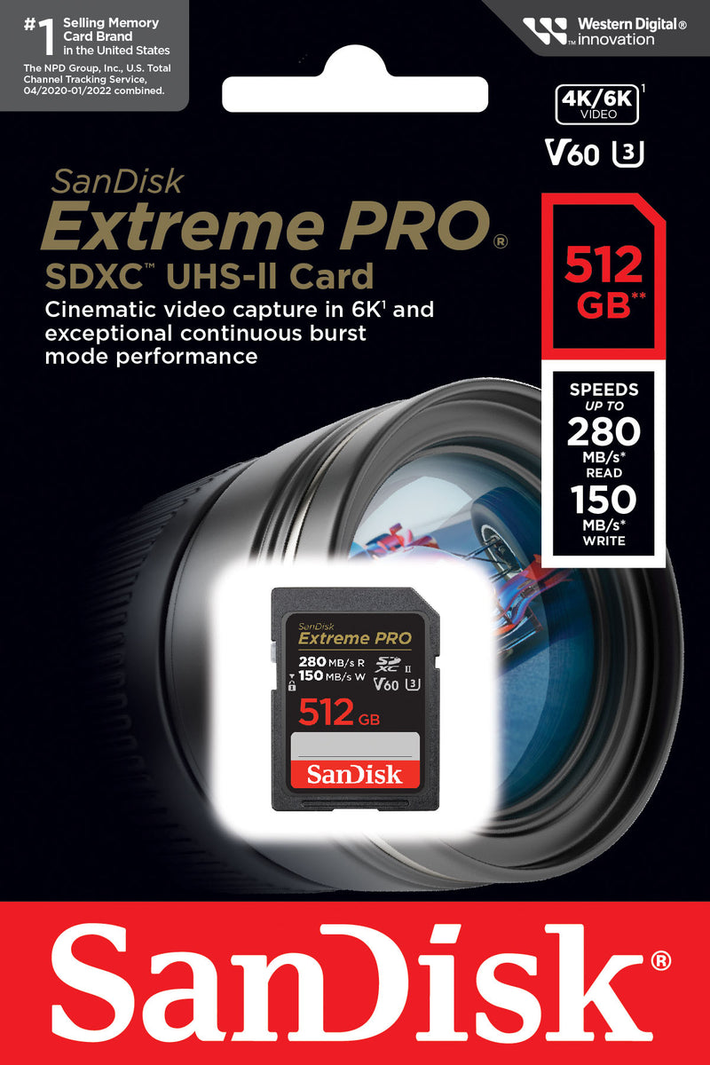 SDXC карта памет SanDisk Extreme Pro, 512Gb, Клас 10 / UHS-2 U3 SDSDXEP-512G-GN4IN
