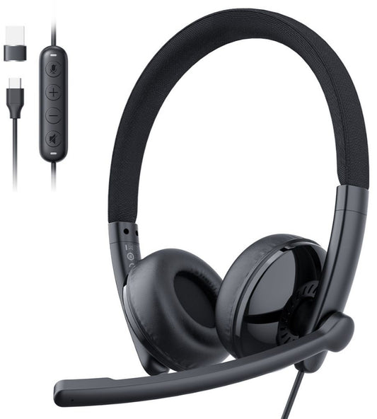 Слушалки за кол център USB-C / USB-A EMEET GeniusCall HS50, черни