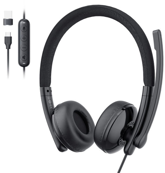Слушалки за кол център USB-C / USB-A EMEET GeniusCall HS50, черни