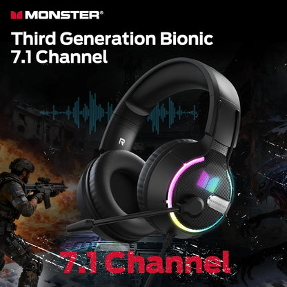 Геймърски слушалки 3.5mm Monster Mission 320, RGB, 1.9m, Черни