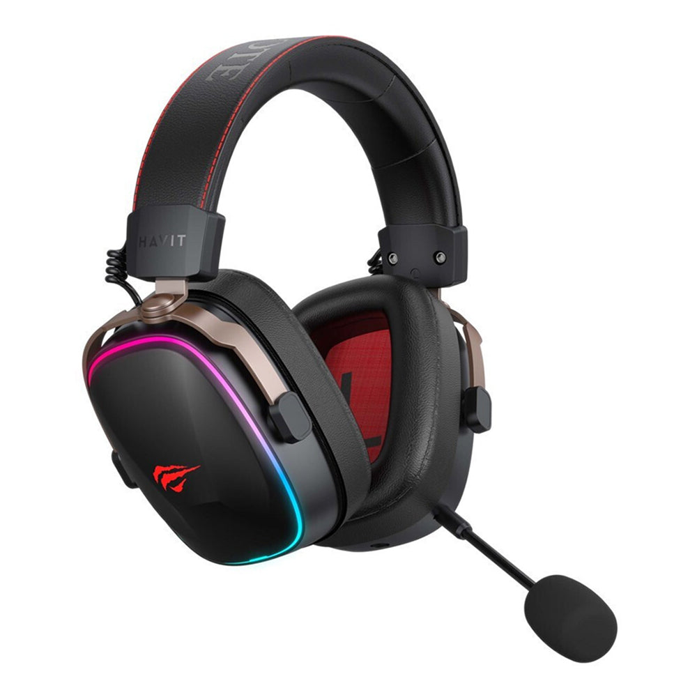 Геймърски безжични слушалки HAVIT H2039BG, RGB, BT / Wi-Fi / Wired, Черно Окра