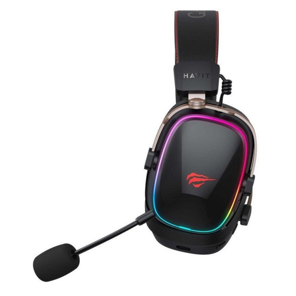 Геймърски безжични слушалки HAVIT H2039BG, RGB, BT / Wi-Fi / Wired, Черно Окра