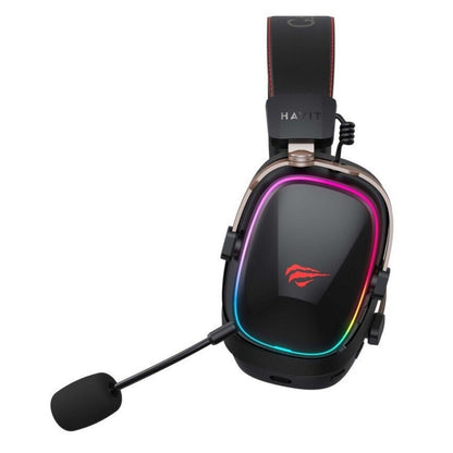 Геймърски безжични слушалки HAVIT H2039BG, RGB, BT / Wi-Fi / Wired, Черно Окра