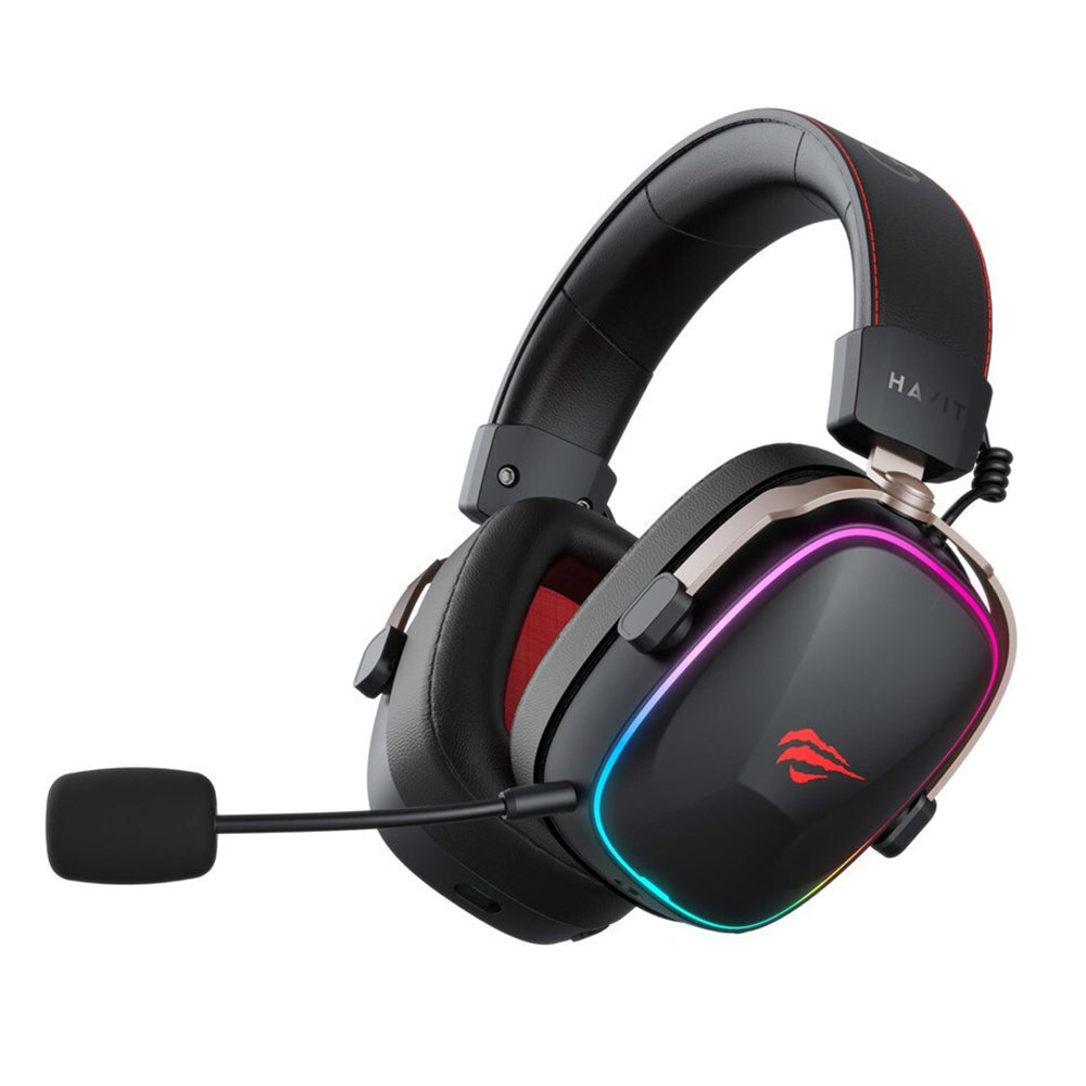 Геймърски безжични слушалки HAVIT H2039BG, RGB, BT / Wi-Fi / Wired, Черно Окра
