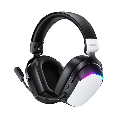 Геймърски безжични слушалки Acefast H11, RGB, BT / Wi-FI / Wired, Бели