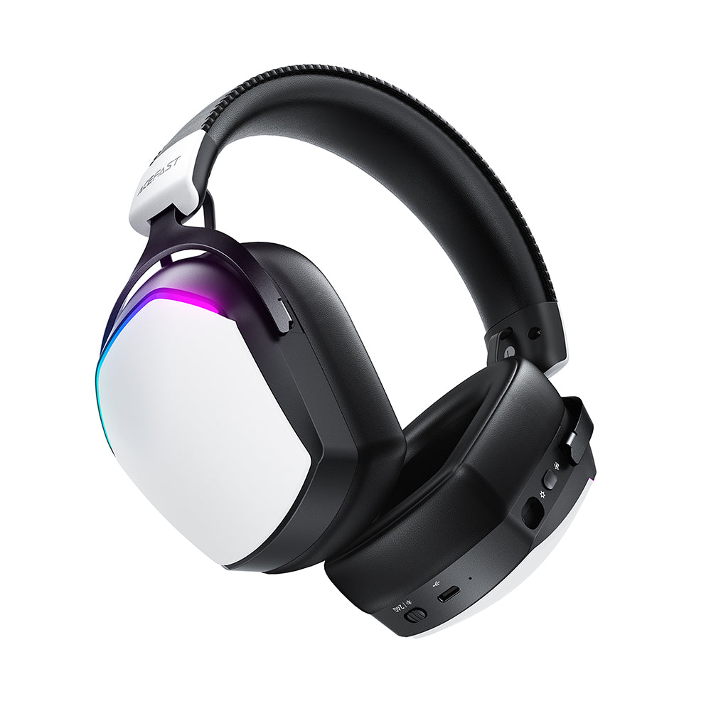 Геймърски безжични слушалки Acefast H11, RGB, BT / Wi-FI / Wired, Бели