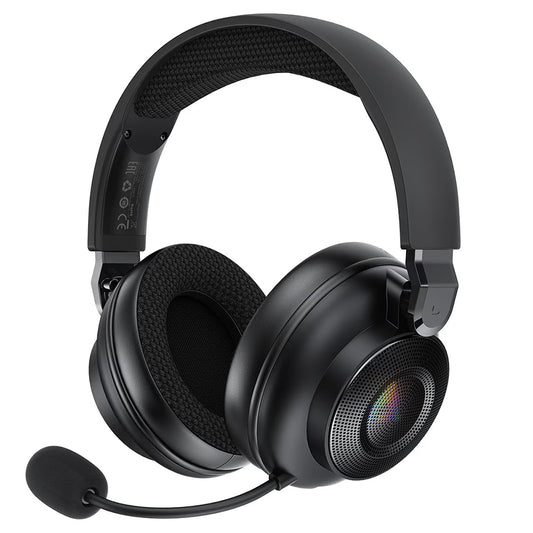 Безжични геймърски слушалки Acefast H15, RGB, BT / Wi-FI / Кабелни, Черни