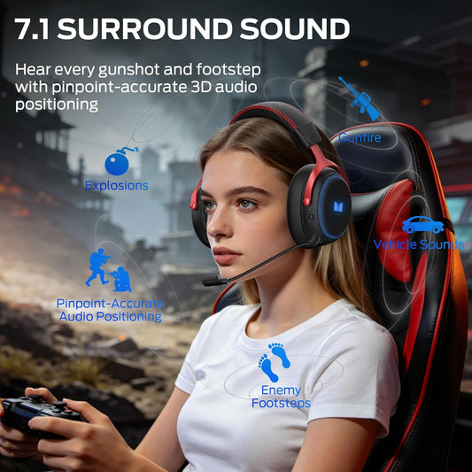 Безжични геймърски слушалки Monster Mission 350, BT / Wi-Fi / Кабелни, Черни